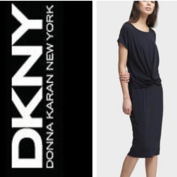 DKNY Matte Jersey Knot Front Dress - Picture 1 of 7